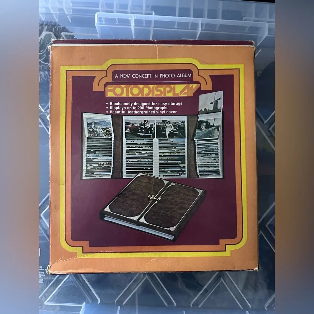 Vintage 70s Fotodisplay Photo Album Faux Leather Brown Holds 200 Pictures